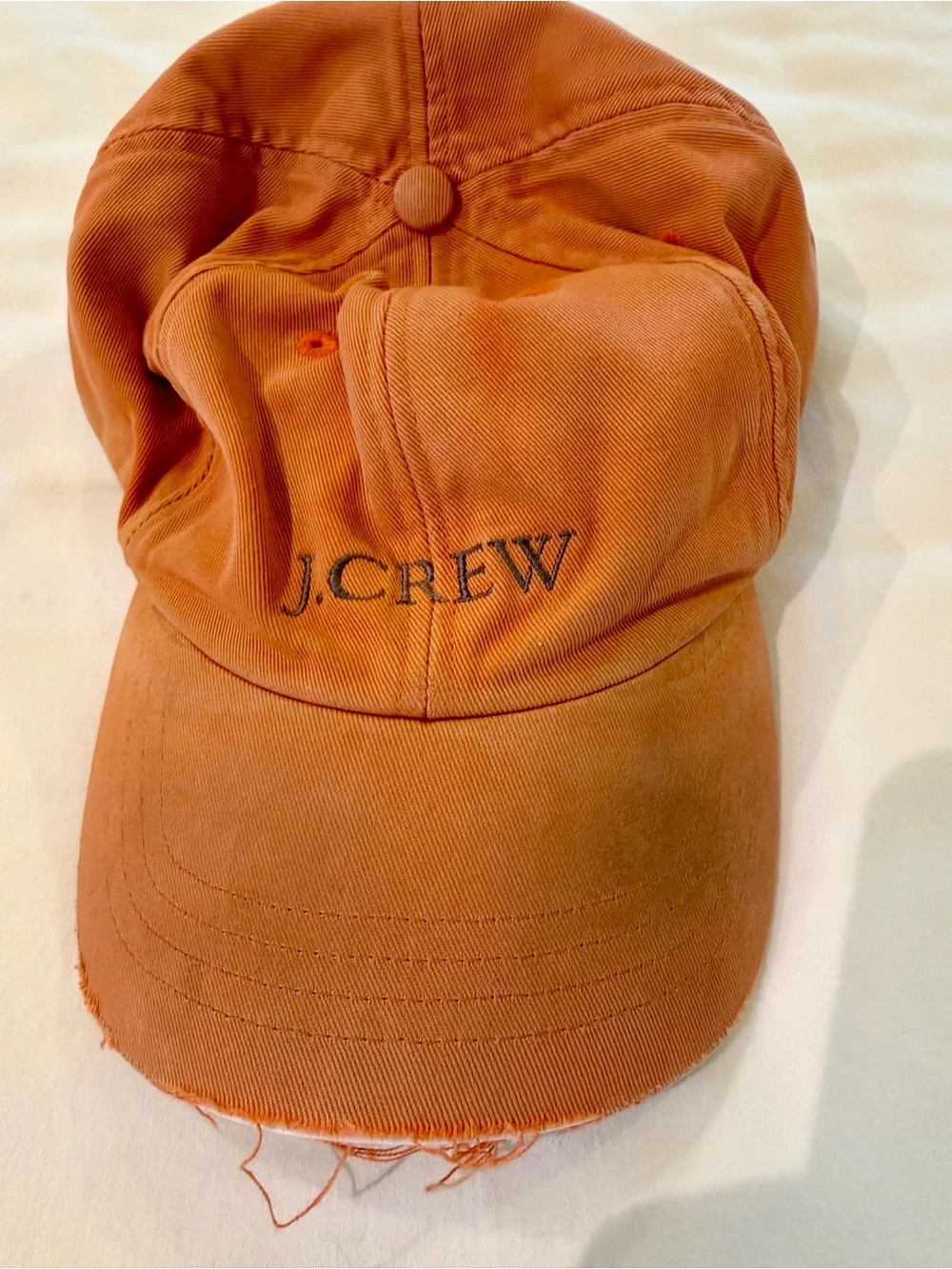 J. Crew Orange Distressed Cotton Baseball Cap